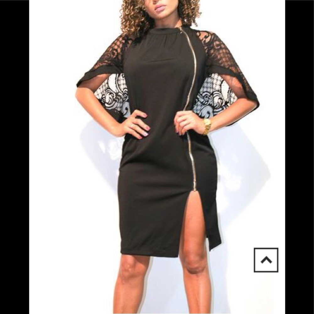 Black dress with lace sleeves